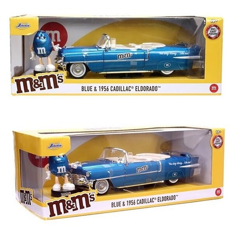 1:24 M&M'S 1956 CADILLAC ELDORADO w/BLUE FIGURE