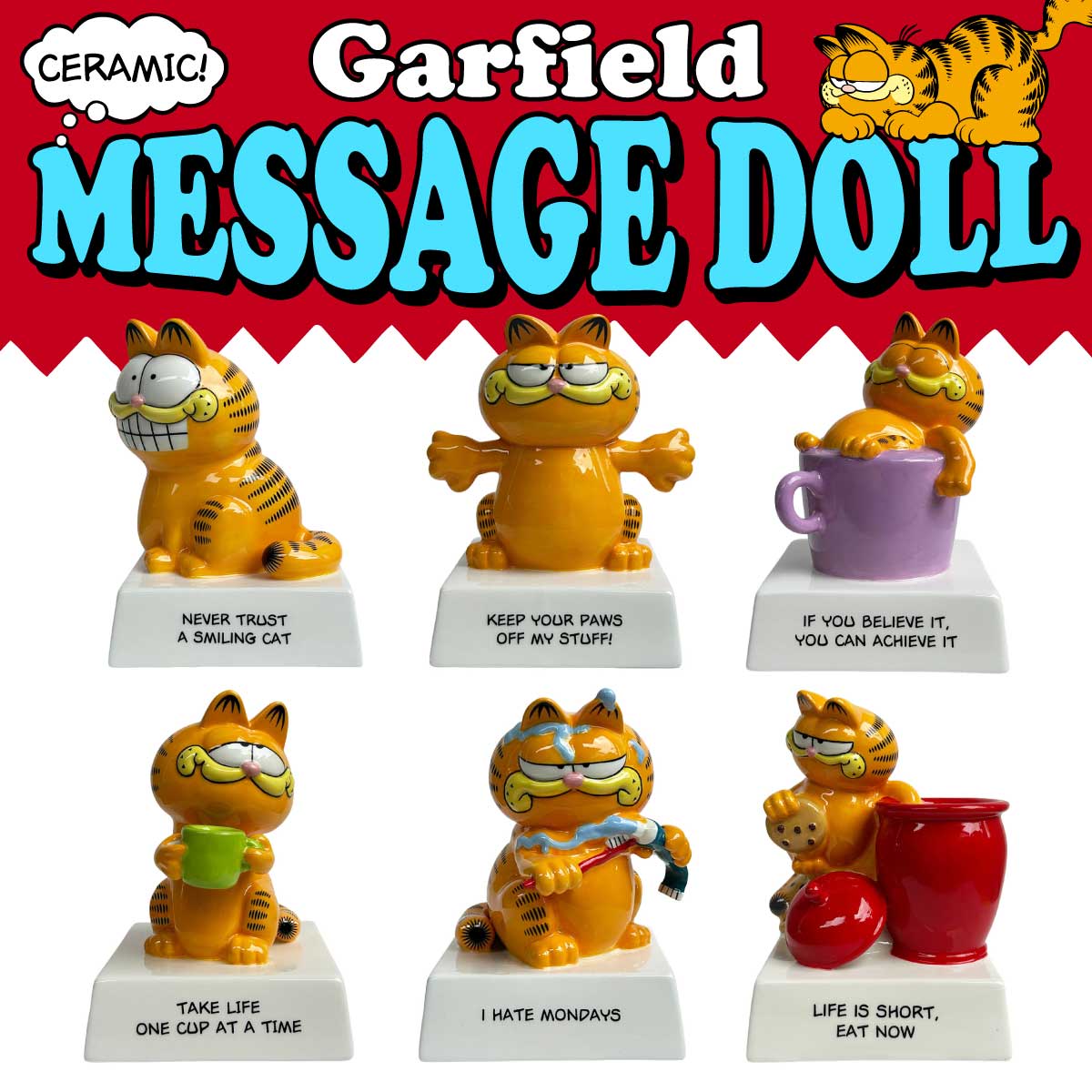 ヴィンテージ風】 GARFIELD セラミックメッセージドール | アメリカン