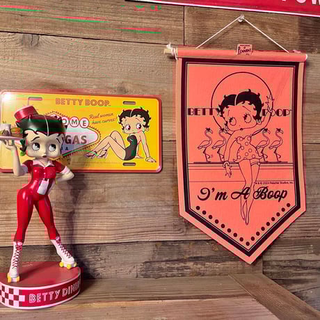 【VINTAGE STYLE 】ホームベース型タペストリー BETTY & GARFIELD