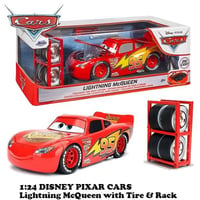 1:24 DISNEY PIXAR CARS LIGHTNING McQUEEN with TIRE RACK