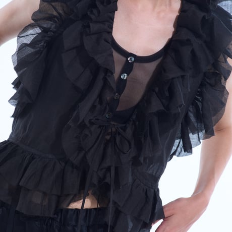 ramie sheer frill vest