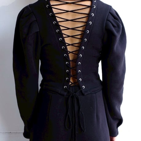 lace up puff sleeve sweat