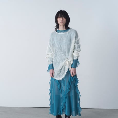 cotton mesh frill dress