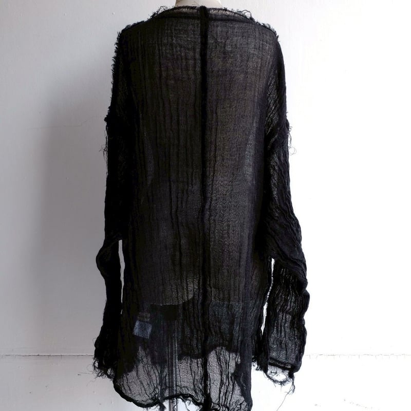 ERiKOKATORi / エリコカトリ | linen gawze see-through L/S-T リネン ガーゼ シースルー プルオーバー トップス カットソー | F | ブラック | レディース ERiKOKATORi / エリコカトリ | linen gawze see-through L/S-T リネン