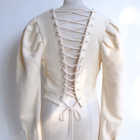 lace up puff sleeve sweat