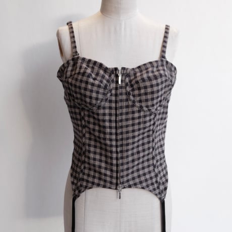 check cotton bustier