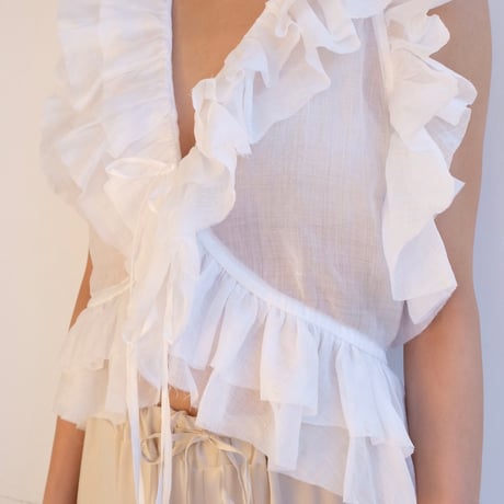 ramie sheer frill vest