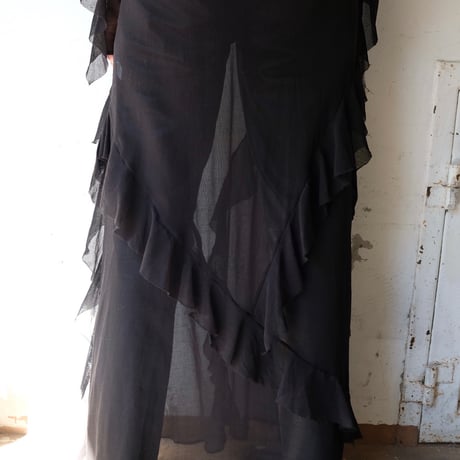 cotton mesh frill dress