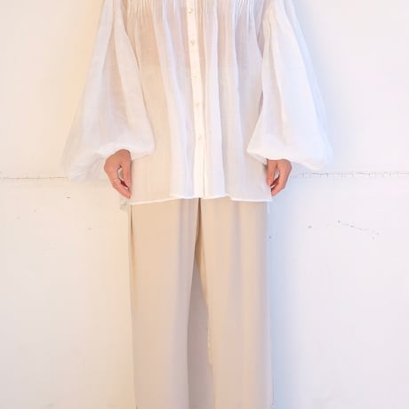 ramie sheer pin tuck blouse