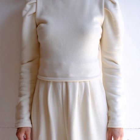 lace up puff sleeve sweat