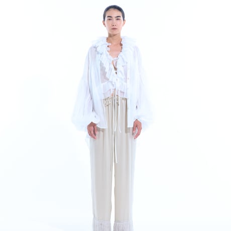 ramie sheer pin tuck blouse