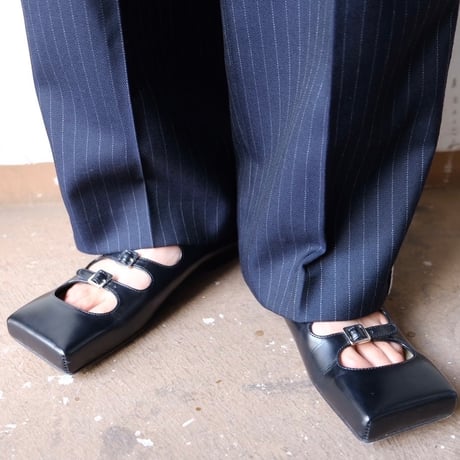 strap square flat shoes