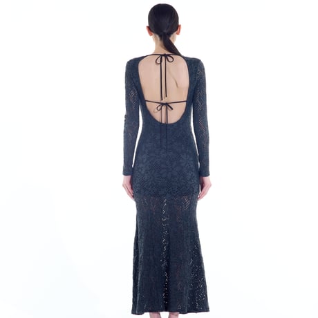 flower wool backless dress