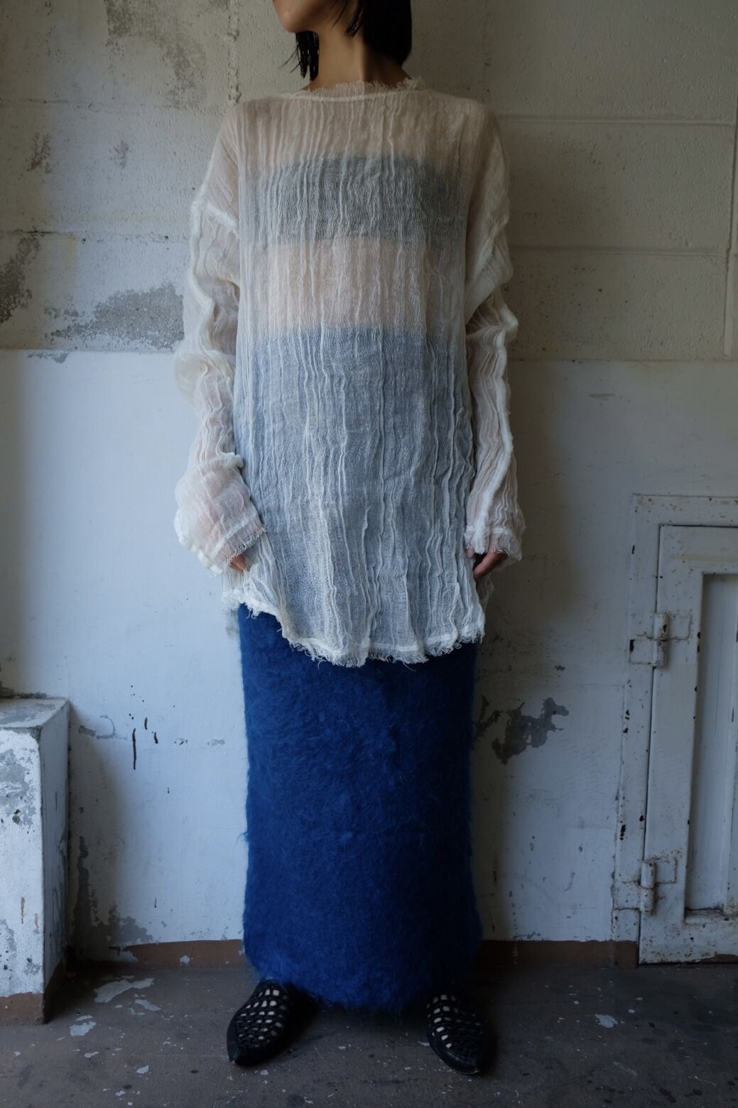 wool linen gawze l/s-t | ERiKOKATORi