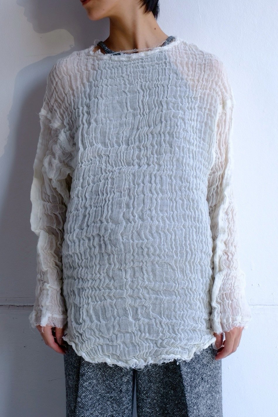 wool linen gawze top | ERiKOKATORi