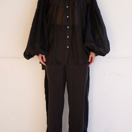 ramie sheer pin tuck blouse