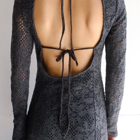 flower wool backless dress