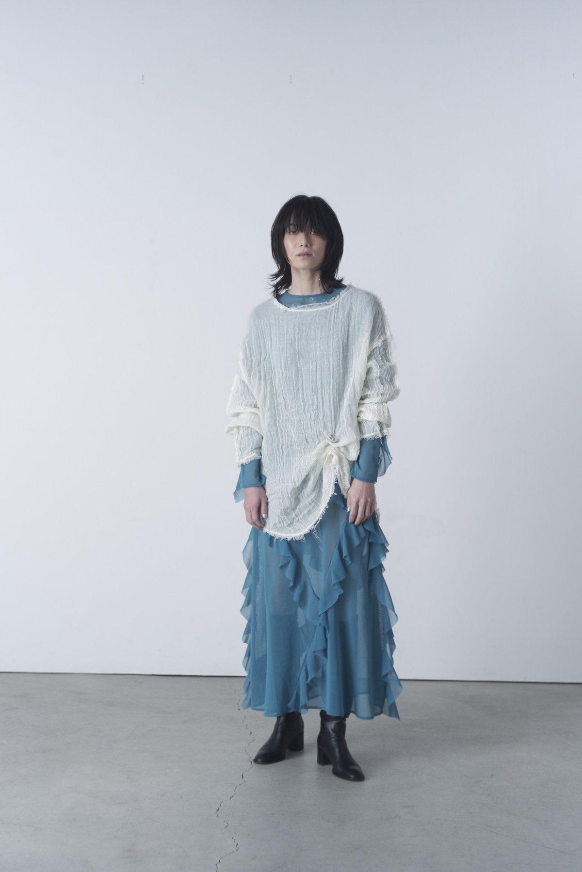 極美品 ERiKOKATORi エリコカトリ ウールリネンガーゼ アイボリー 冬