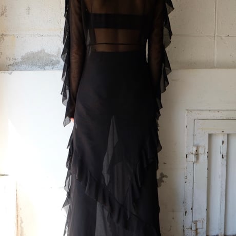 cotton mesh frill dress