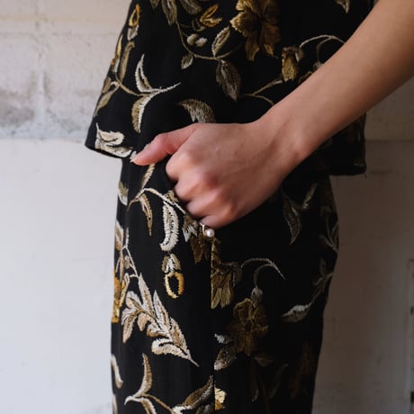 flower embroidery pants