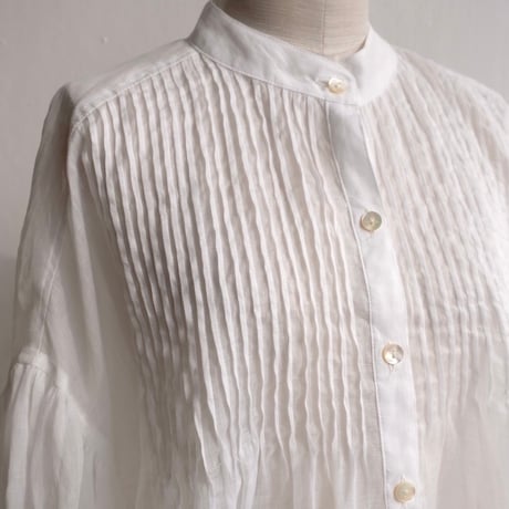 ramie sheer pin tuck blouse