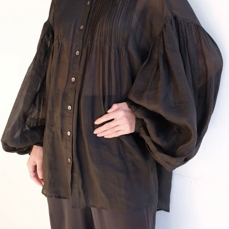ramie sheer pin tuck blouse