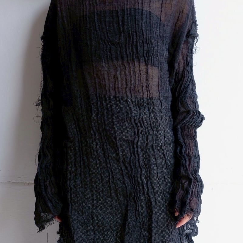 wool linen gawze top | ERiKOKATORi