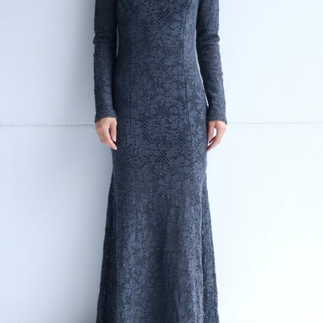 flower wool backless dress