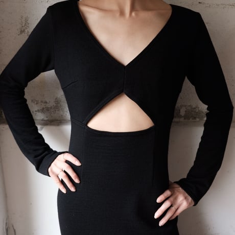 wool sweat cutout dress