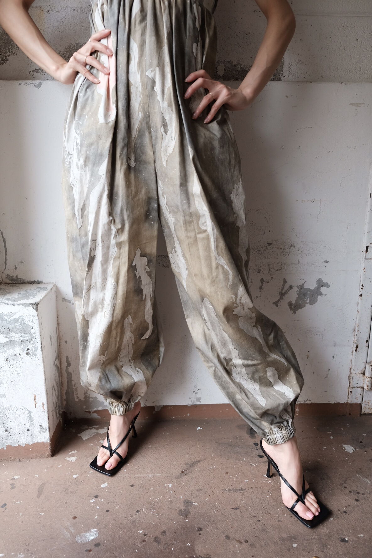 ERiKOKATORi 墨流しcotton harem jumpsuit suminagashi cotton harem jumpsuit | ERiKOKATORi