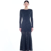 flower wool backless dress