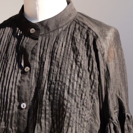 ramie sheer pin tuck blouse