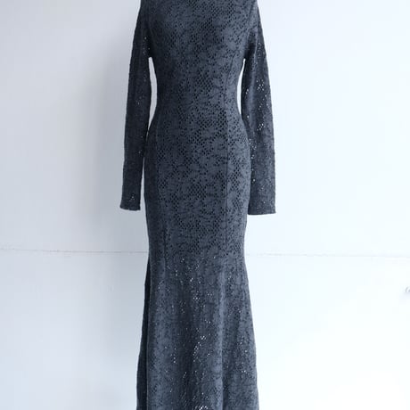 flower wool backless dress