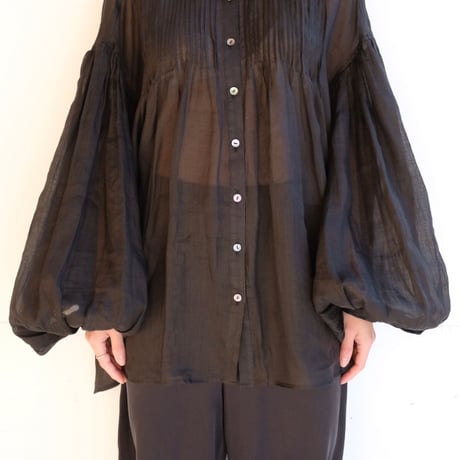 ramie sheer pin tuck blouse