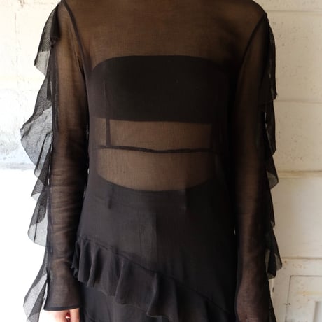 cotton mesh frill dress