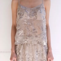 linen mesh embroidery camisole