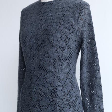 flower wool backless dress