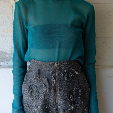 cotton mesh turtle neck top