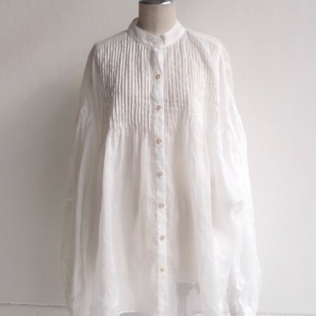 ramie sheer pin tuck blouse