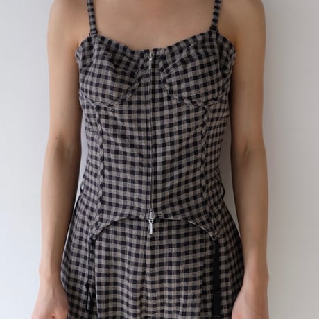 check cotton bustier