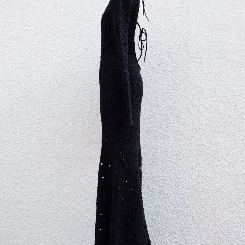 hole cotton backless dress | ERiKOKATORi