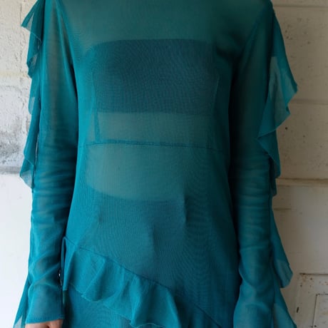 cotton mesh frill dress