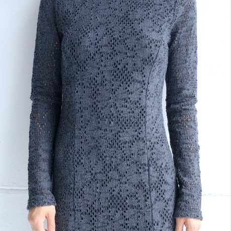 flower wool backless dress