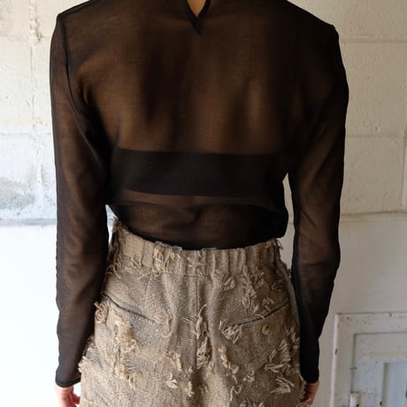 cotton mesh turtle neck top