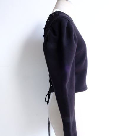 lace up puff sleeve sweat