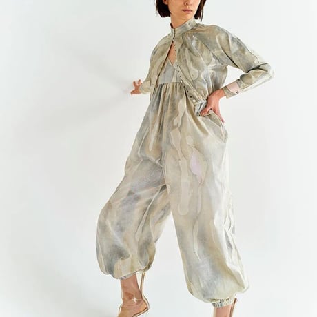 suminagashi cotton harem jumpsuit