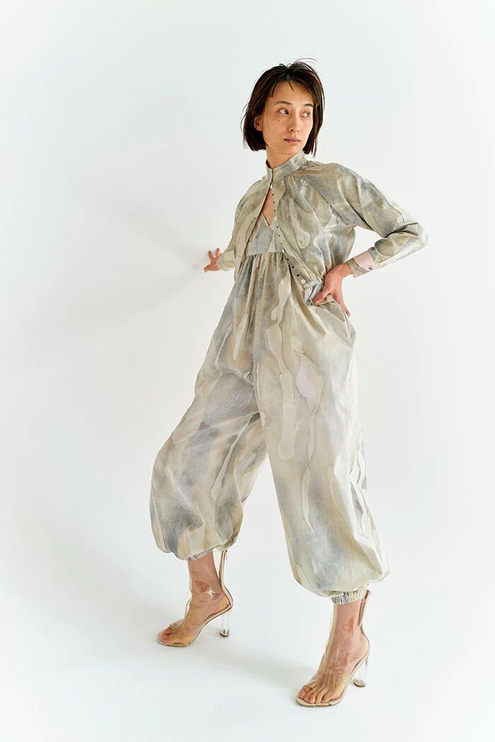 suminagashi cotton harem jumpsuit | ERiKOKATORi