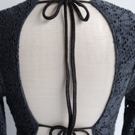 flower wool backless dress