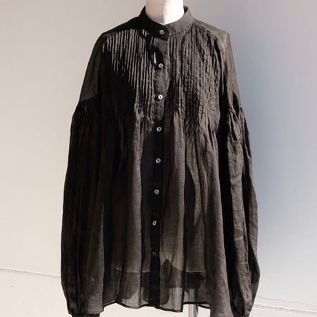 ramie sheer pin tuck blouse