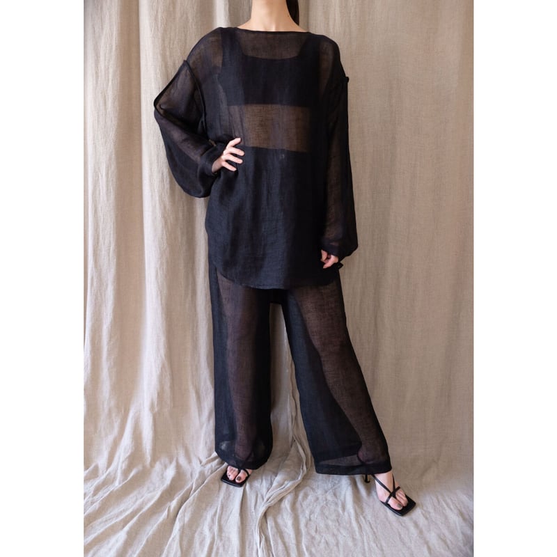 linen gawze see-through l/s-t | ERiKOKATORi